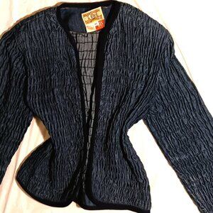 Bohemian Indigo Denim Jacket w Shirring, Medium/Large